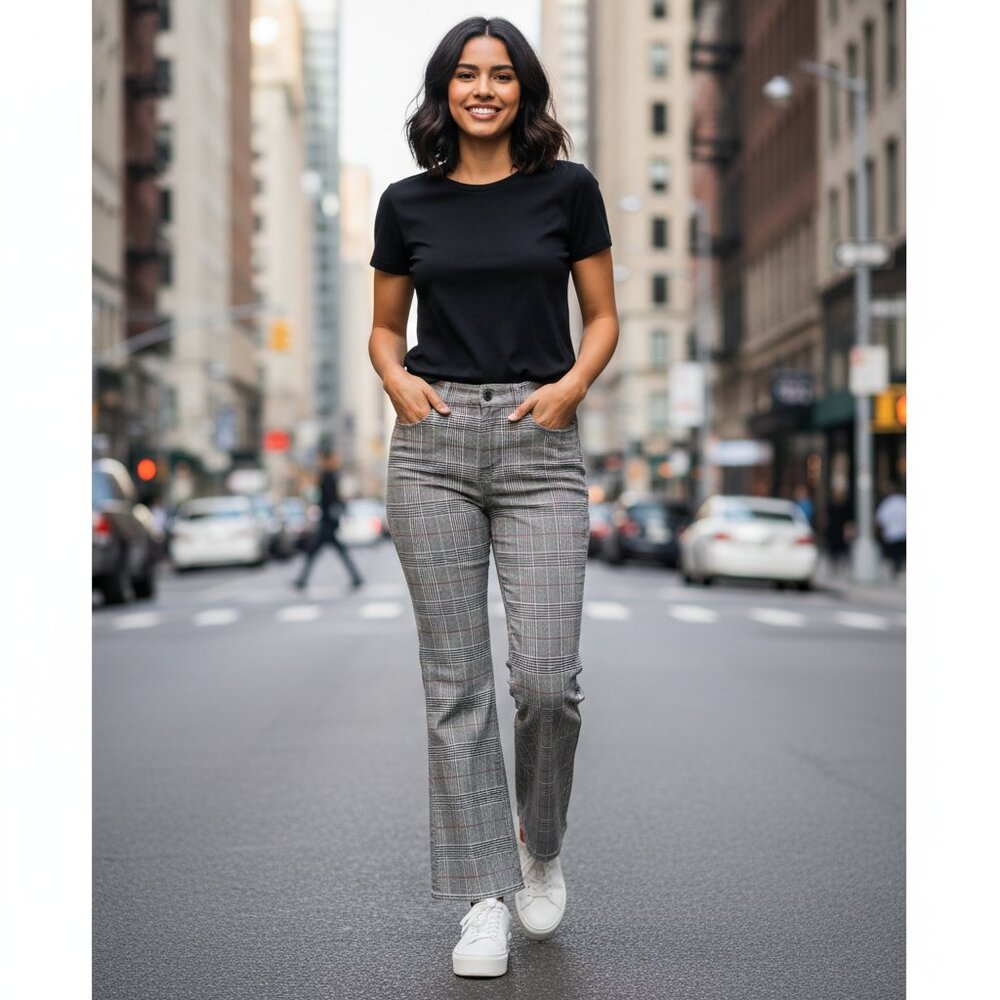 ⭐ FRAME Le Crop Mini Boot Plaid Pants Size 30 — Chic Tailored Check Trousers ⭐